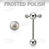 bbspnfo steel spinner tongue barbell w 2 3mm frosted steel balls