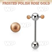 bbspnfor steel spinner tongue barbell rose gold frosted ball