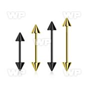 bbt20cn anodized 316l steel eyebrow barbell, 20g w 3mm cones