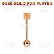 bbttdi rose gold steel tongue barbell with a top 5mm steel dice