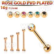 bbttjb25 rose gold steel eyebrow barbell w tiny 2.5mm jewel balls