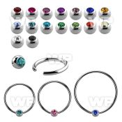 bcec5l xxl steel ball closure ring, 14g w 5mm jewel ball