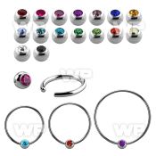 bcec5sl xxl steel ball closure ring, 16g w 5mm jewel ball