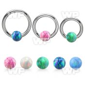 bcr12o5 316l steel ball closure ring 12g 5mm synthetic opal ball