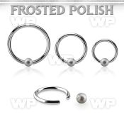 bcr14f4 steel ball closure ring, 14g w 4mm frosted ball