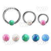 bcr14o5 316l steel ball closure ring 14g 5mm synthetic opal ball