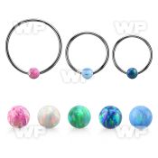 bcr14o5l xxl 316l steel bcr, 14g w 5mm opal closure ball