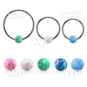 bcr14o6l xxl 316l steel bcr, 14g w 6mm opal closure ball