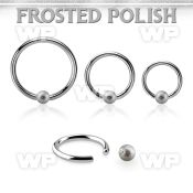 bcr16f4 steel ball closure ring, 16g w 4mm frosted ball