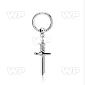 bcrg768 316l steel ball closure ring, 14g w a dangling dagger