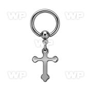 bcrgcro steel ball closure ring w dangling steel cross