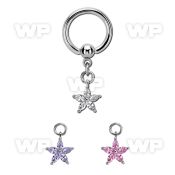 bcrgz413 steel ball closure ring w dangling flower shape w czs 