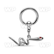 bcrgz729 316l steel bcr 1.6mm w a snake w round cz crystal eyes