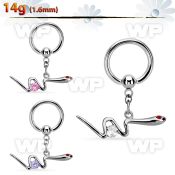 bcrgz729 316l steel bcr 1.6mm w a snake w round cz crystal eyes