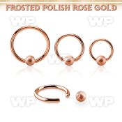 bcrr14f5 rose gold steel ball closure ring, 14g w 4mm frosted ball