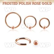bcrr16f3 rose gold steel ball closure ring, 16g w 3mm frosted ball