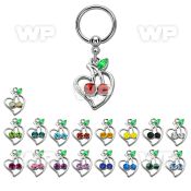 bcrs474 316l steel bcr 1.2mm w crystal cherries in heart frame
