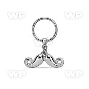 bcrs519 steel ball closure ring w dangling plain mustache