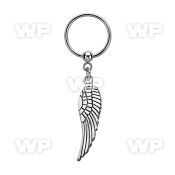 bcrs653 316l steel ball closure ring w dangling plain bird wing 