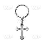 bcrscro steel ball closure ring w dangling steel cross