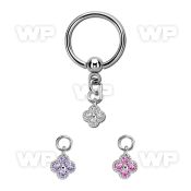 bcrsz411 steel bcr w dangling flower w cz stones 
