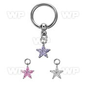 bcrsz413 steel ball closure ring w dangling flower shape w czs 