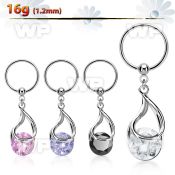 bcrsz416 316l steel ball closure ring 1.2mm w snap fit cz stone 