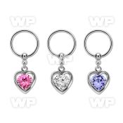 bcrsz419 316l steel ball closure ring 1.2mm w dangling heart w cz