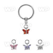 bcrsz589 316l steel ball closure ring 1.2mm w dangling butterfly 