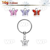 bcrsz589 316l steel ball closure ring 1.2mm w dangling butterfly 