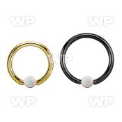 bcrt12o4 black or gold steel ball closure ring 12g 4mm opal ball