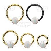 bcrt14o6 pvd plated 316l steel bcr 14g w 6mm synthetic opal ball