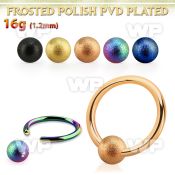 bcrt16f4 pvd plated steel ball closure ring 14g w 4mm frosted ball