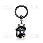 bcrtg503 black pvd plated steel bcr 1.6mm w black cat design