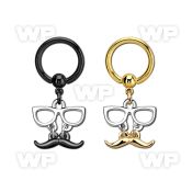 bcrtg507 anodized steel bcr w dangling mustache w glasses