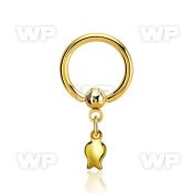 bcrtg767 gold steel ball closure ring, 14g dangling tulip 
