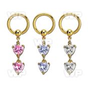 bcrtgz2 gold pvd plated steel bcr 1.6mm w cross formed by 4 czs