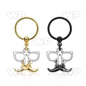 bcrts507 anodozed steel bcr w dangling mustache w glasses