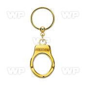 bcrts765 pvd plated steel ball closure ring w dangling handcuff