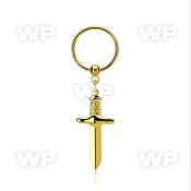 bcrts768 gold plated steel ball closure ring 16g w dagger