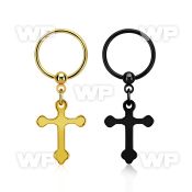 bcrtscro pvd plated steel ball closure ring dangling steel cross