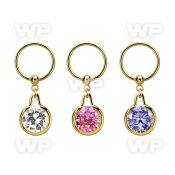 bcrtsz11 gold plated steel ball closure ring round dangling w cz