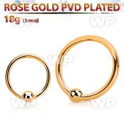 bcrtt18s rose gold 316l steel ball closure ring, w 2.5mm ball