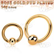 bcrtt rose gold plated 316l steel ball closure ring w 4mm ball