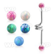 bdco4 316l steel industrial twister barbell w 4mm opal balls