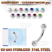 blk486 eo gas sterilized piercing surgical steel eyebrow banana 3mm