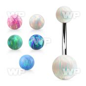 bn2opg 316l steel belly banana w 5mm 8mm synthetic opal balls