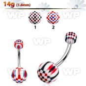 bndxu steel belly banana w acrylic balls w a checker pattern