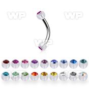 bneajb3 steel eyebrow banana w 3mm bio flex balls w crystals