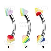 bnebdn 316l steel eyebrow banana with 3mm acrylic bead cone
